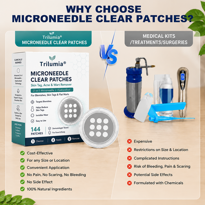 💦✨2-in-1 Microneedle & Hydrocolloid Patch🍀| Removes Raised Moles, Acne, Flat Warts & Skin Tags | Helps Improve Wrinkles, Scars & Blemishes | Invisible Patches for Face & Body