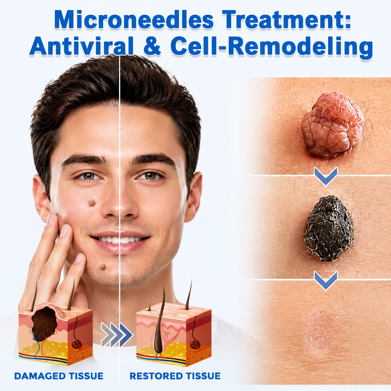 💦✨2-in-1 Microneedle & Hydrocolloid Patch🍀| Removes Raised Moles, Acne, Flat Warts & Skin Tags | Helps Improve Wrinkles, Scars & Blemishes | Invisible Patches for Face & Body