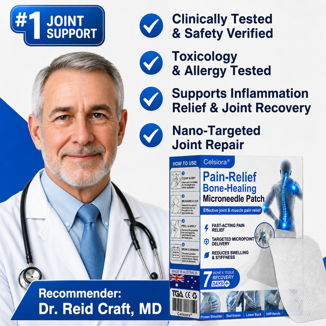 💧✅ Celsiora® Pain-Relief Bone-Healing Microneedle Patch(🧑‍⚕️Reducing joint swelling, pain, stiffness, redness, warmth, soreness, and joint fatigue)