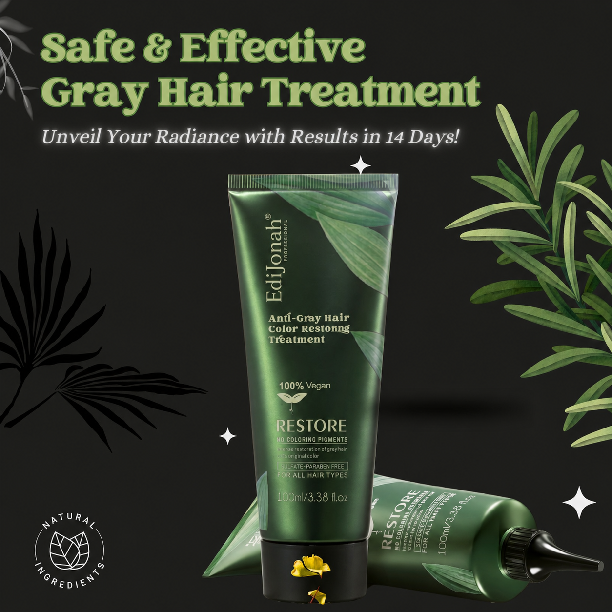 💦❤️ EdiJonah® Anti-Grey Hair Restoring Treatment – Naturally Supports Darker, Healthier-Looking Hair & Reduces the Appearance of Grey
