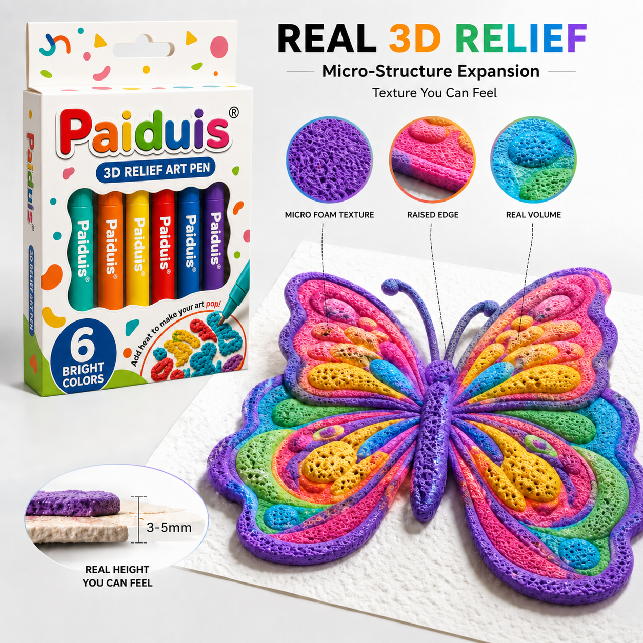 💧✍️Save 50% by ordering today丨Paiduis® 3D Relief Art Pen – Turn Flat Drawings Into Touchable 3D Art🪄